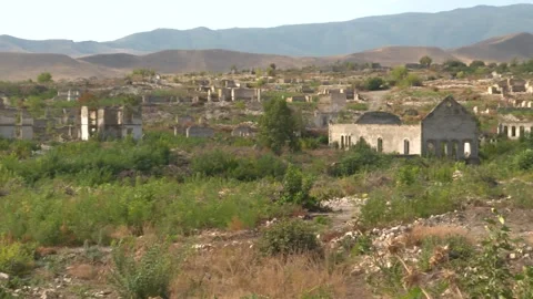 Panoramic view of Abandoned Willage Buildings In Nature Vídeos de archivo 221712524