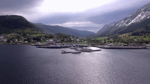 Panoramic view from above on beautiful sea harbor with water transport, in the Stock Footage 83722005