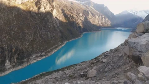 Panoramic view above the Lake Paron, Pyramid Mountain, Andean Cordillera Vídeo Stock 224634902