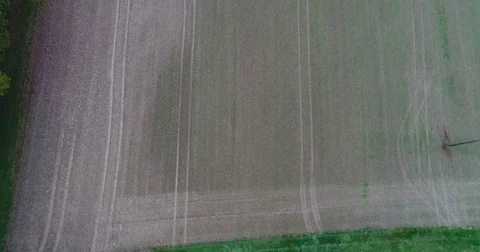 Panoramic View From Above On Meadows And Fields In Fog, European Nature Field Stock Footage 83102179