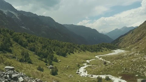 Panoramic view from above mountain landscape. Hiking mountain Stock Footage 81068558