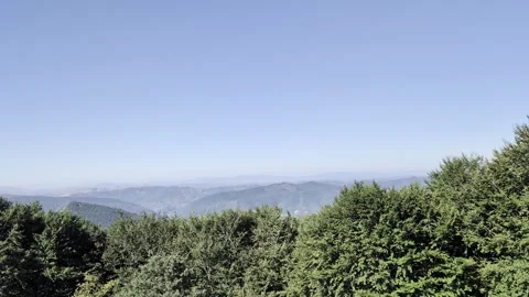 Panoramic view from above on a mountain valley Stock Footage 345036334
