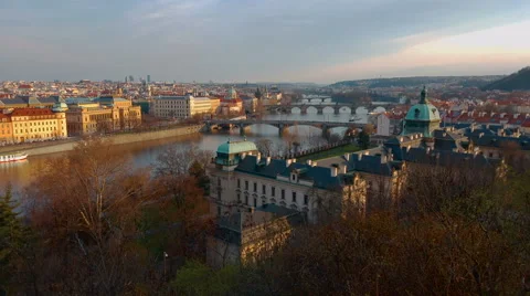 Panoramic View Above Prague City Stock Footage 62815043