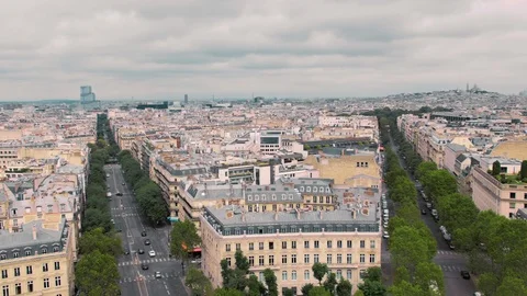 Panoramic view from above, on the roofs of the old district and the Montmartre Video stock 103501423