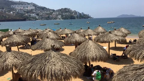 Panoramic view of Acapulco beach Stock Footage 87479574