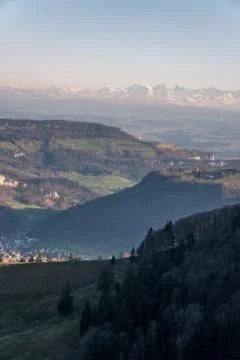 Panoramic view across Swiss Alps Stock Photos
