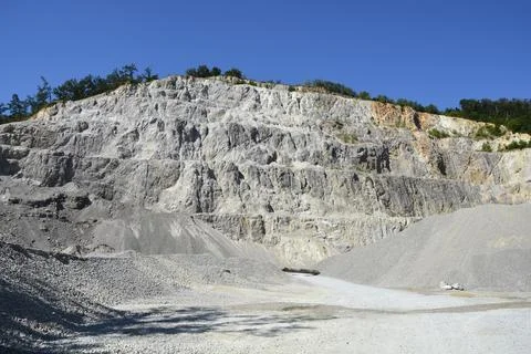 Panoramic View of an Active Stone Quarry Stock Photos