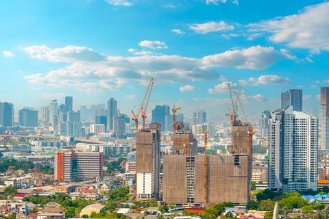 Panoramic view of the actively developing area of the metropolis, residenti.. Foto stock