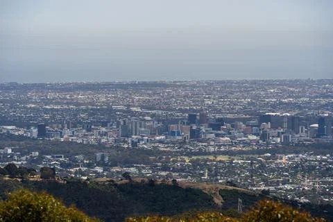 Panoramic view of Adelaide from Mount Lofty Summit, South Australia Stock Photos
