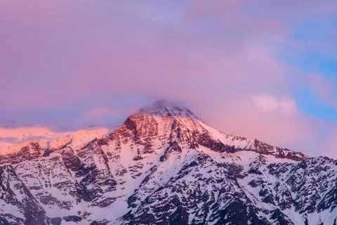 The panoramic view of the Aiguille du Gouter in the Mont Blanc massif Stock Photos