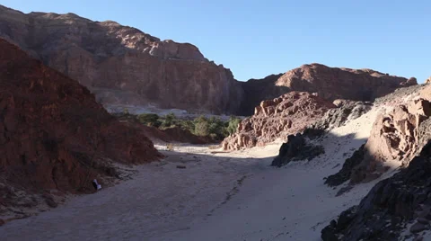 Panoramic view of Ain Khudra from the White Canyon, Sinai desert Stock Footage 39100969