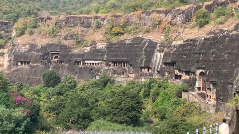 Panoramic view of Ajanta Caves Stock Footage 322788523