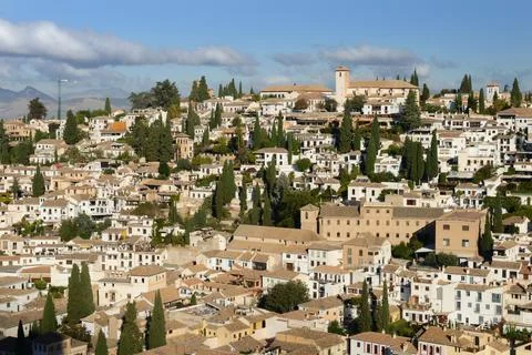 Panoramic view of Albaicin district in Granada Spain Stock-Fotos