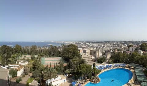 Panoramic view of Algiers city from the El Aurassi Hotel. Stock-Fotos