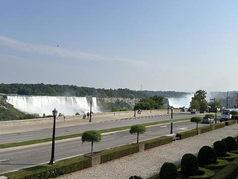 Panoramic View of All Three Niagara Falls from the Canadian Side Foto stock