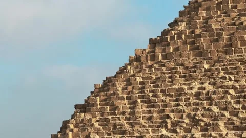 Panoramic View along the Edge of the Great Pyramid of Khufu Showing Ancient Stock-Footage 341840171