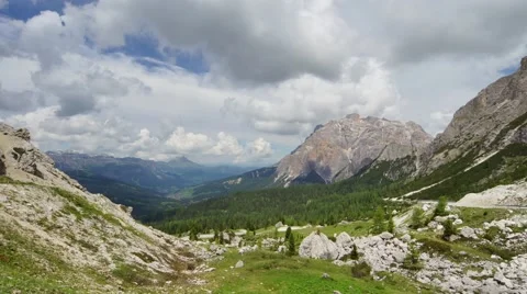 Panoramic view of Alpine landscape in Dolomites Stock Footage 51909224