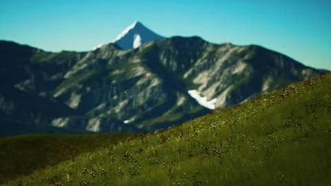 Panoramic view of alpine mountain landscape in the Alps Stock Illustration