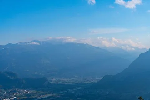 Panoramic view of the alps seen from Lichtenstein Stock Photos
