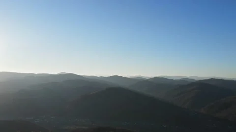 Panoramic view of amazing mountains against in countryside at autumn sunny day Stock Footage 292616650