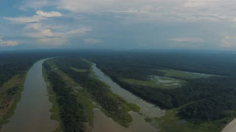 Panoramic view of Amazon River in Amazonia in Peru 4K Stock Footage 197102392