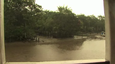 Panoramic View of the Amazon River and Shoreline from the Dock of A Boat 動画素材 19034872