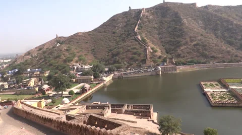 A panoramic view from amer fort, Jaipur 스톡 동영상 33381025