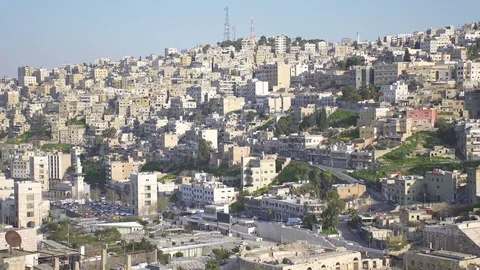 Panoramic view of Amman, Jordan Stock Footage 110767621