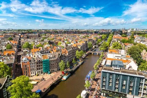 Panoramic view of Amsterdam Stock Photos
