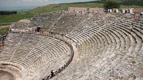 Panoramic View Of An Ancient Amphitheater Stock Footage 55027993