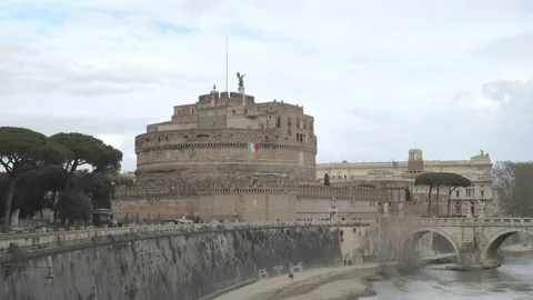 Panoramic view of the ancient Castle Sant'Angelo Stock Footage 152842208