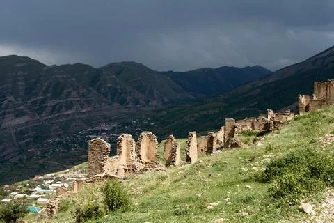 Panoramic view of the ancient Old Goor village, Dagestan, Russia. Foto stock