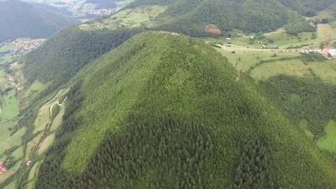 Panoramic view of ancient pyramids in Visoko, Bosnia Stock Footage 72715180