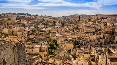 Panoramic view of the ancient town of Matera, Italy cinemagraph 스톡 동영상 124095968