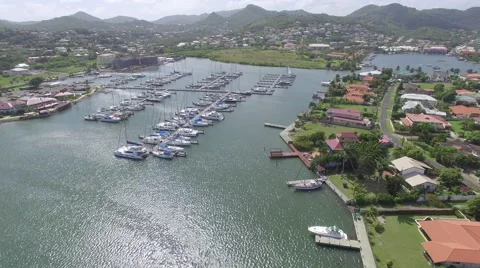 Panoramic view and tracking or harbor - St Lucia Stock Footage 61860362