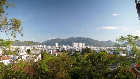 Panoramic View and White Buddha Statues at Long Son Pagoda – Nha Trang, Vietnam Stock Footage 306763585