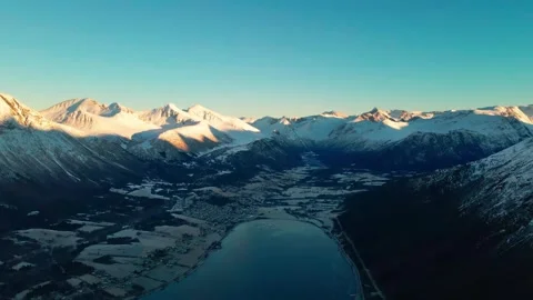 Panoramic View of Andalsnes, Nesaksla Summit and Rampestreken Lookout, Norway Stock Footage 315796825
