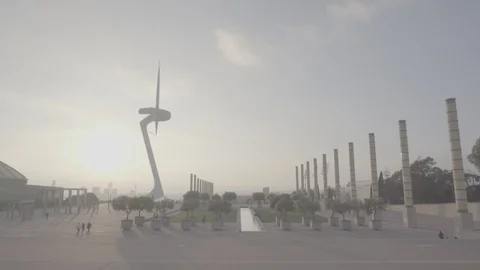 Panoramic view of the Anella Olimpica I Barcelona Video stock 124806049