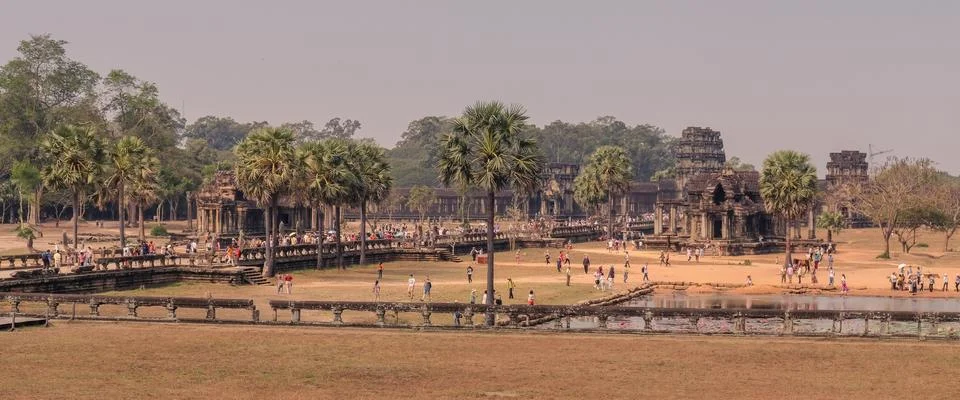 Panoramic view of Angkor temple Stock Photos