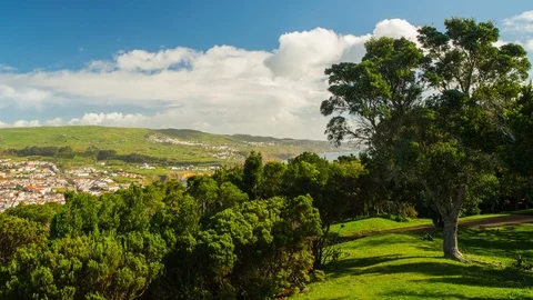 Panoramic View from Angra do Heroísmo, Terceira Stock Footage 103694015