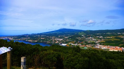 Panoramic view of Angra do Heroismo town in, Azores Portugal Stock Footage 116562931