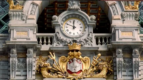 Panoramic view of Antwerp Central railway station. Belgium Vídeos de archivo 99991405