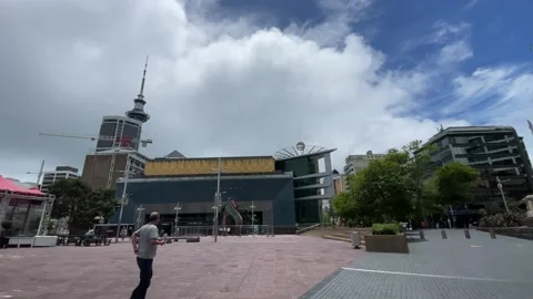 Panoramic view on Aotea square in Auckland Stock Footage 230031322