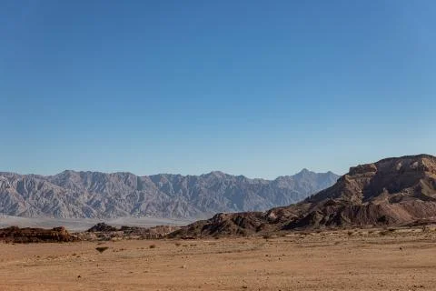Panoramic view of the Arava desert in Timna Park Stock Photos