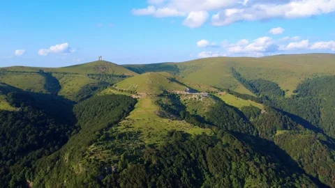 Panoramic view of the Arch of Freedom monument in Bulgaria’s Balkan Mountains. Stock Footage 311367936