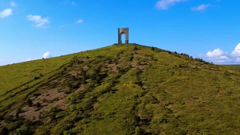 Panoramic view of the Arch of Freedom monument in Bulgaria’s Balkan Mountains. Stock Footage 311368200
