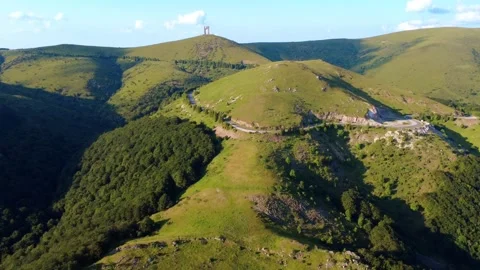 Panoramic view of the Arch of Freedom monument in Bulgaria’s Balkan Mountains. Stock Footage 311368227