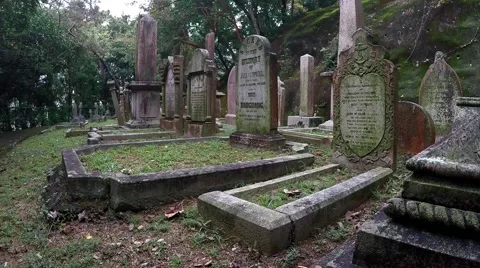 Panoramic view around old christian cemetery. Stock Footage 64905579