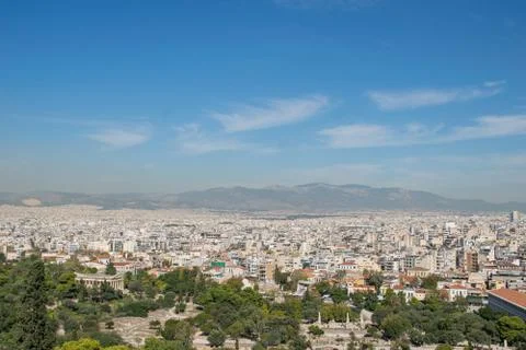 Panoramic view of athens from top Stock Photos