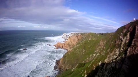 Panoramic view of Atlantic ocean from Cape ROCA in Portugal. Stock Footage 137817751